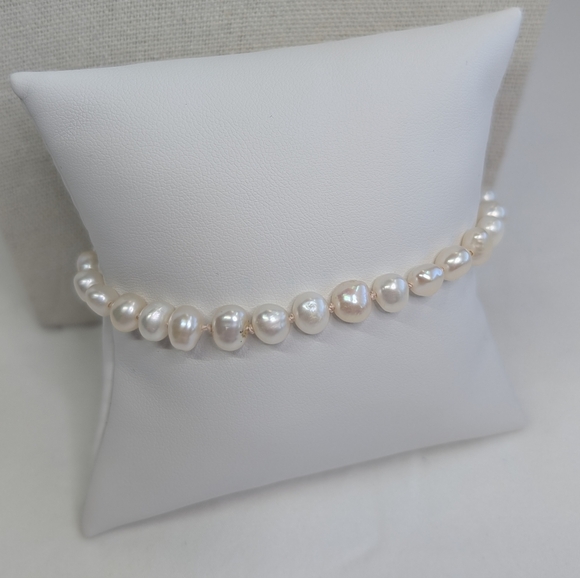 New Hand Knotted Pearl Necklace & Bracelet Artisan Set - F006 - Picture 5 of 8